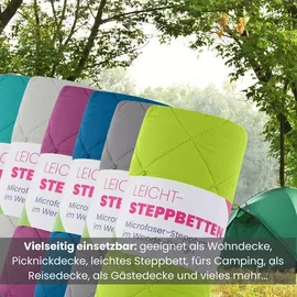 Wometo Microfaser Sommer Steppbett 155x220 dunkelblau & blau / OEKO-TEX / kochfest 95° / Leichtsteppbett für heiße Tage / ohne Bezug verwendbar