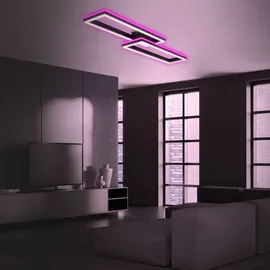 Briloner Leuchten - Deckenlampe RGB, Backlight Deckenleuchte LED, Dimmbar, Farbtemperatur einstellbar, LED Frame RGB, Fernbedienung, Schwarz