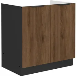 Küchen Spülenunterschrank 80 cm Küche MONZA Okapi Nußbaum Küchenzeile