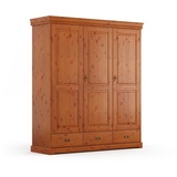 Natur24 Kleiderschrank Kleiderschrank Tuscany Kiefer massiv Natur 3-Türig 193 x 62 x 218cm braun