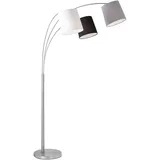 ETC Shop Bogenlampe Wohnzimmer Stehlampe schwarz weiß grau Stehleuchte dreiflammig Stoffschirm, 3x E27, LxH 100 x 190 cm