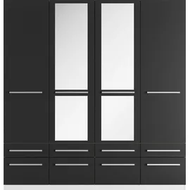 Priess Drehtürenschrank Barcelona 185 x 193 x 54 cm schwarz/weiß