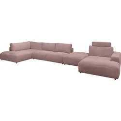 Wohnlandschaft "Lucia U-Form", rosa, B:504cm H:81cm T:204cm, GALLERY M BRANDED BY MUSTERRING, Sofas, Cord-Bezug, inklusive Kopfstütze, Gesamtbreite 524 cm
