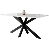 MIRJAN24 Esstisch Wero, Design Tisch, Stilvoll Esszimmertisch, Esszimmer (Farbe: Marmor Bianco / Weiß Hochglanz + Schwarz) - Weiß