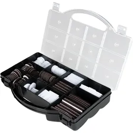 Helpmate Filzgleiter Sortimentskoffer 275-teilig, Bodenschoner, Möbelschoner, selbstklebend, stoßdämpfend, Polyester, Weiß & Braun