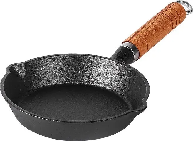 Maxcook Ungeschichteter Gusseisen-Topf - Holzgriff - Durchmesser 10cm