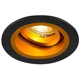 QAZQA Einbaustrahler 1x Rund Schwarz/Gold