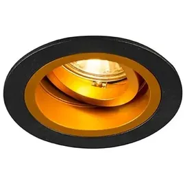QAZQA Einbaustrahler 1x Rund Schwarz/Gold