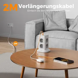 TESSAN Mehrfachsteckdose 2 m Grau 8 St.