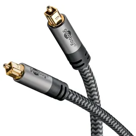 goobay Toslink-Kabel Toslink Stecker auf Toslink Stecker 2 m Schwarz/Silber
