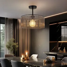 GLOBO Deckenleuchte Esszimmerlampe rauchfarben, Metall Acryl, 1x E27, DxH 35 x 32 cm