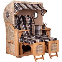 Mr. Deko Strandkorb Düne Bullauge Teak PE Shell Dessin 583