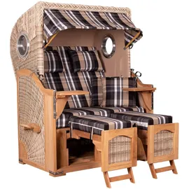 Mr. Deko Strandkorb Düne Bullauge Teak PE Shell Dessin 583