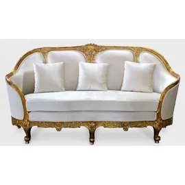 Casa Padrino Couch Antik 2-Sitzer Weiß / Gold