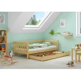 Erst-Holz Gemütliches Kinderbett mit dreiseitiger Sicherung 90x200 cm Kiefer V-60.29-09Rollrost und Bettkasten inkl.