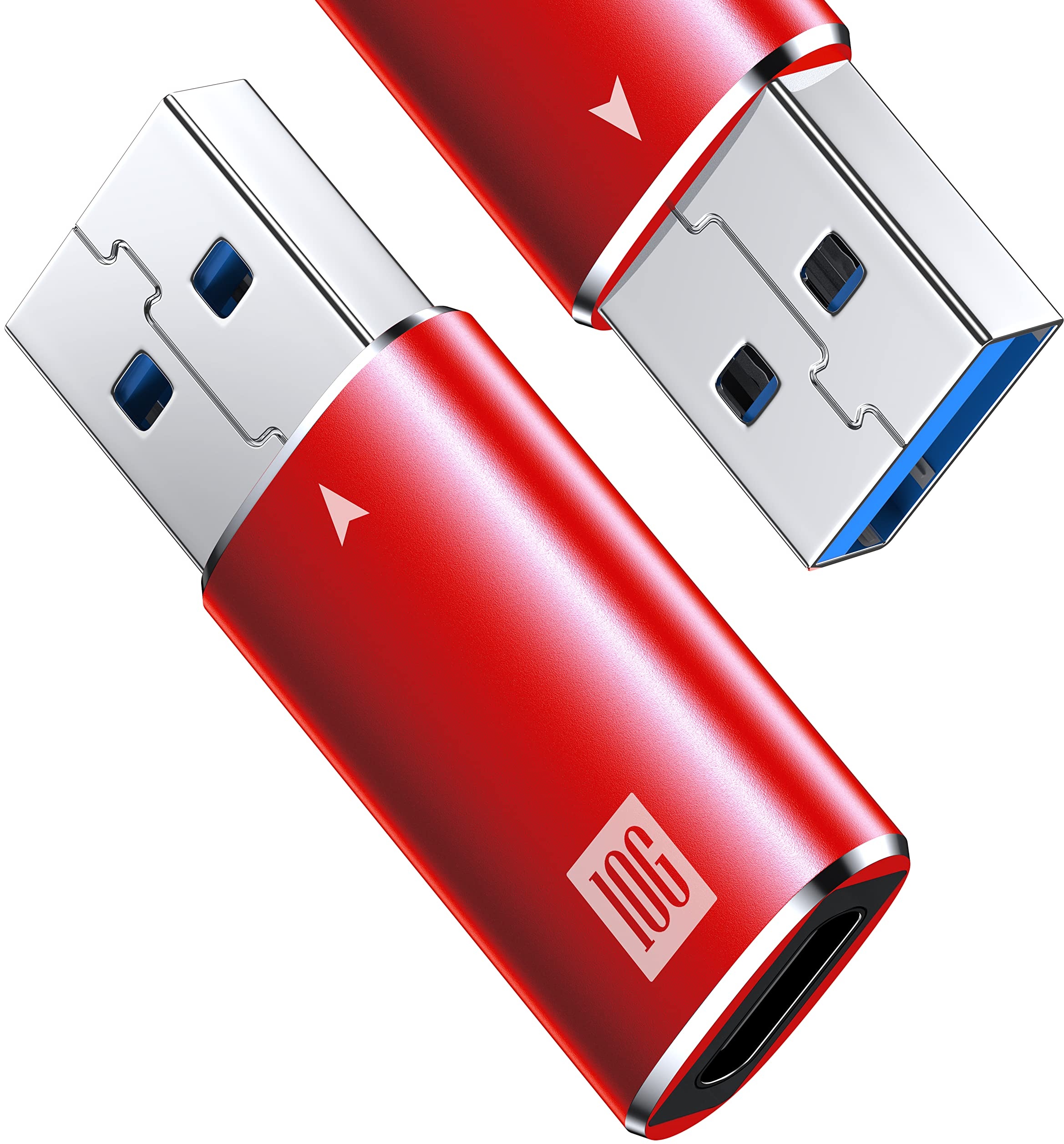 ANDTOBO [10Gbps USB C Buchse zu USB Stecker Adapter 2 Pack, USB 3.1 A zu USB C Adapter SuperSpeed Data Sync. Kompatibel mit iPhone 12 Mini/12 Pro Max, Typ-C Kopfhörer, Power Bank, Quest Link- Rot