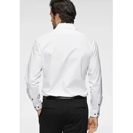 Bruno Banani Langarmhemd BRUNO BANANI, Herren, Gr. 43/44, N-Gr, weiß, Obermaterial: 100% Baumwolle, Basic, tailliert, 1-Knopf-Manschette verstellbar, Hemden, Kontrastbesatz