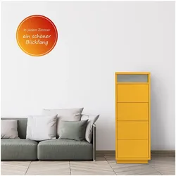 Kommode mit Schubkästen, Klapp-Deckel & Dokumenten-Ablage mit Glasfenster