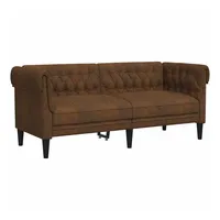 VidaXL Chesterfield-Sofa mit Kissen Braun 182,5 x 74,5 x