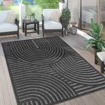 Paco Home Outdoor Teppich wetterfest Boho & Skandi 3d-optik für Balkon, Garten, 60x100 cm, Anthrazit 4