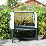 Outsunny Hochbeet mit Frühbeetaufsatz 120 x 55 x 140 cm Dunkelgrau
