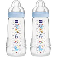 MAM Baby MAM PP-Flasche 2er Pack Easy Active Baby Bottle 330 ml), - Silikon, Gr. 2 - Weltall