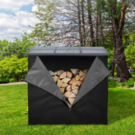 ML-Design Kaminholzregal Abdeckung Kunststoff 185 x 125 cm Schwarz