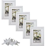 Close Up Bilderrahmen-Set 5 STK. 13x18 cm – Weiß Premium MDF-Rahmen, bruchsichere Acrylglas-Scheibe mit Passepartout, Collage