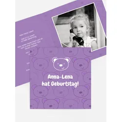 Einladung Kindergeburtstag selbst gestalten mit Spruch und Fotos im Onlinedesigner bei Meine-Kartenmanufaktur.de