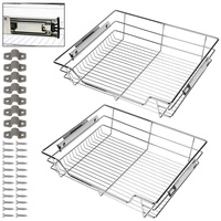 SWANEW 2X60CM Küchenschublade | Verchromt Teleskopschublade | Küchenschrank | Korbauszug | Schrankauszug vollauszug