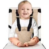 Mineto Tragbare Sitzerhöhung für Baby & Kinder - Klappbarer Hochstuhl für Zuhause & Unterwegs - Reise Kinderhochstuhl verstellbar und sicher