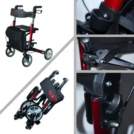 Antar Aluminium Rollator Faltbar Reise rot