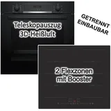 Bosch Backofen Teleskopauszug + PKM Induktionskochfeld schwarz autark 60 cm