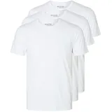 Selected T-Shirt "SLHROLAND SS O-NECK TEE 3-PACK NOOS", Herren, Gr. XXL, weiß (hellweiß), Jersey, Obermaterial: 95% Baumwolle, 5% Elasthan, unifarben, Basic, regular fit normal, Rundhals, Shirts T-Shirt