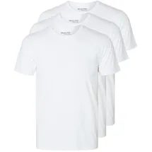 Selected T-Shirt "SLHROLAND SS O-NECK TEE 3-PACK NOOS", Herren, Gr. XXL, weiß (hellweiß), Jersey, Obermaterial: 95% Baumwolle, 5% Elasthan, unifarben, Basic, regular fit normal, Rundhals, Shirts T-Shirt