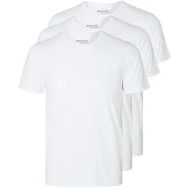 Selected T-Shirt "SLHROLAND SS O-NECK TEE 3-PACK NOOS", Herren, Gr. XXL, weiß (hellweiß), Jersey, Obermaterial: 95% Baumwolle, 5% Elasthan, unifarben, Basic, regular fit normal, Rundhals, Shirts T-Shirt