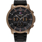 Tommy Hilfiger Multi Zifferblatt Quarz Uhr für Herren mit Schwarzes Silikonarmband - 1710491