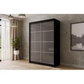 altdecor Schiebetürenschrank PEKA 120 x 215 x 61 cm Schwarz/Grau