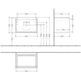 Villeroy & Boch Waschtischunterschrank 2 Auszüge 62,2 x 43,6 x 43,9 cm Soft Green