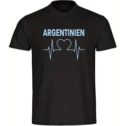 multifanshop Kinder T-Shirt - Argentinien - Herzschlag - Druck hellblau - Kind