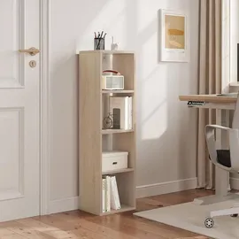 Woltu Bücherregal, Eiche, Holzwerkstoff, 3 Fächer, Rechteckig, 30x106.5x23.5 cm, Wohnzimmer Regale, Bücherregale