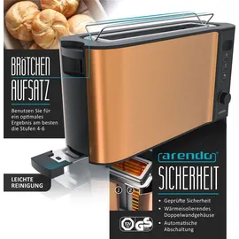 Arendo - Wasserkocher mit Toaster und Eierkocher SET Edelstahl Kupfer Wasserkocher 1,5L 40° - 100°C, Toaster 2 Scheiben LED-Display 6 Bräunungsgrade