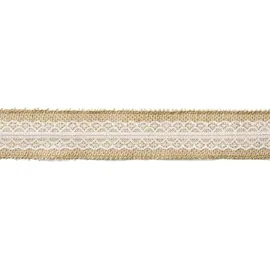 Partydeco Dekoband Spitze unifarben Braun/Weiß 5 cm x 5 m