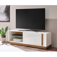Möbel Stellbrink Clair TV-Lowboard 138 cm weiß/weiß hochglanz/grandson oak dekor