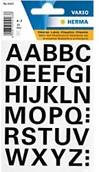 HERMA 4163 Buchstaben A-Z Etiketten 15 mm Schwarz 10 Packungen mit 360 Etiketten