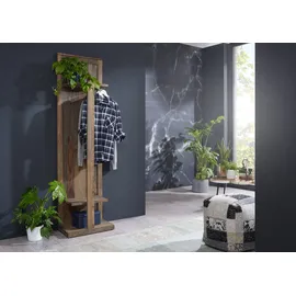 MASSIVMOEBEL24.DE Wandgarderobe Sheesham 55 x 200 x 35 cm Grau