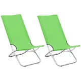 vidaXL Klappbare Strandstühle 2 Stk. Grün Stoff