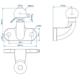 PRO PLUS ProPlus 341212 Anhängerkupplung silber rechtwinklig max. 3,5t D-Wert 17,2kN