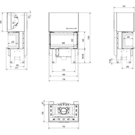 Kratki Kamineinsatz NBC 680/280 Stahl Schwarz