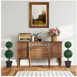 Outsunny künstliche Pflanzen 2er Set groß 67 cm Kunstpflanze mit 2 Kugel, Plastik Kunstbaum im Topf, Kunstbaum wie echt für Wohnzimmer Schlafzimmer Büro Garten Moderne Dekoration Geschenk